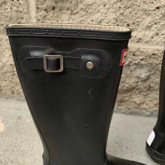 HUNTER Original Rain Boots US 2 EU 32 Big Kids Black High Gum Boot Rubber - Picture 12 of 15